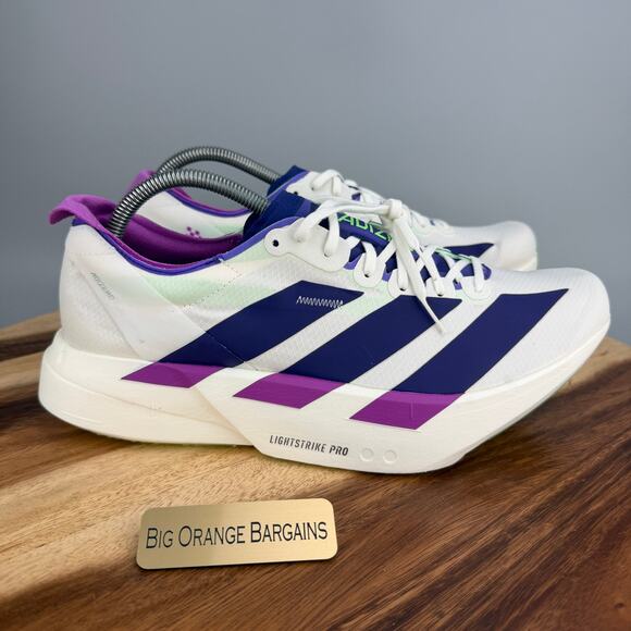 Adidas Adizero Adios Pro 4 Men\'s 10 Running Shoes White Purple Lime JR1656 main image 4